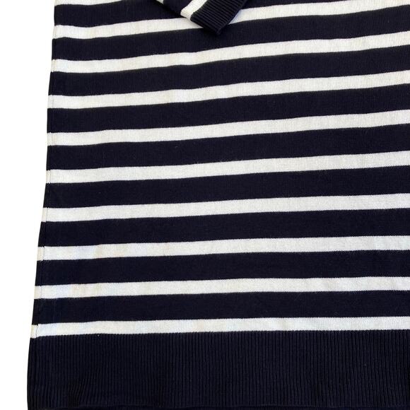 Anne Klein Sz 2X Nautical Striped Fine-knit Sweater W Gold Buttons Navy White - Picture 9 of 16